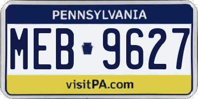 PA license plate MEB9627