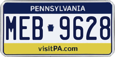 PA license plate MEB9628