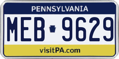 PA license plate MEB9629