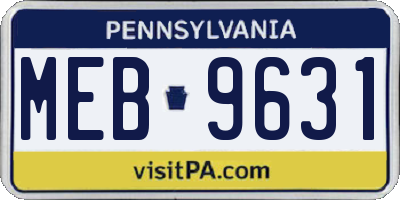 PA license plate MEB9631