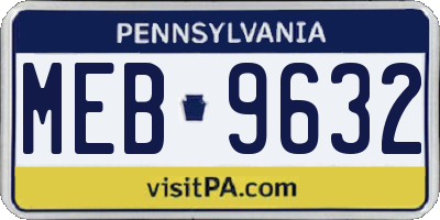 PA license plate MEB9632