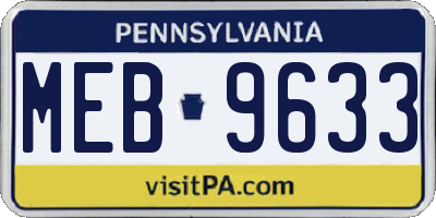 PA license plate MEB9633