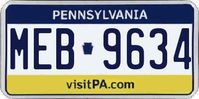 PA license plate MEB9634