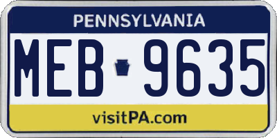 PA license plate MEB9635