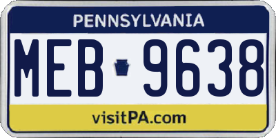 PA license plate MEB9638