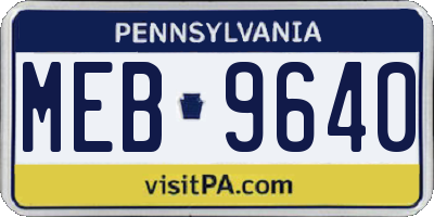 PA license plate MEB9640
