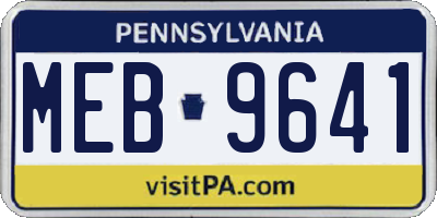 PA license plate MEB9641