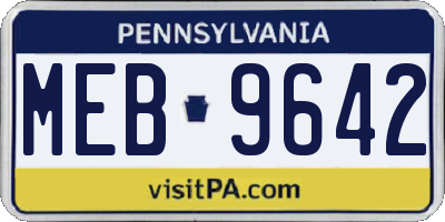 PA license plate MEB9642