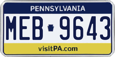 PA license plate MEB9643