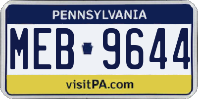 PA license plate MEB9644