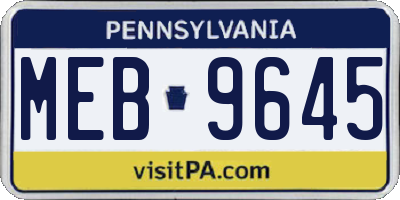 PA license plate MEB9645