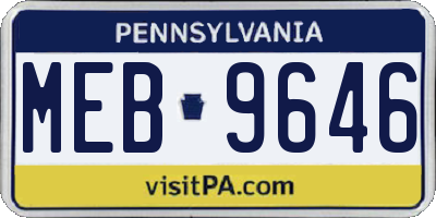 PA license plate MEB9646