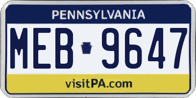 PA license plate MEB9647