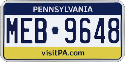 PA license plate MEB9648