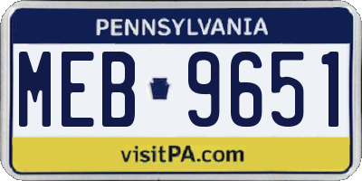 PA license plate MEB9651