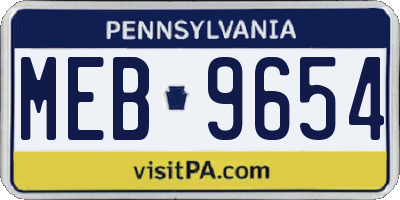 PA license plate MEB9654