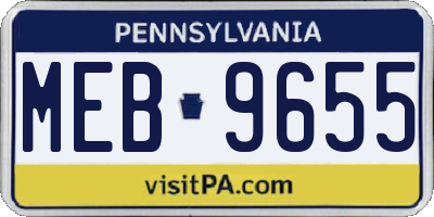 PA license plate MEB9655