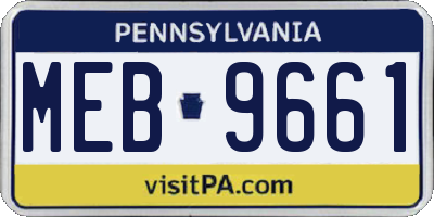 PA license plate MEB9661