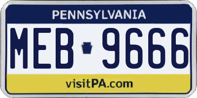 PA license plate MEB9666