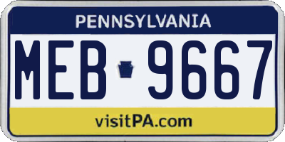 PA license plate MEB9667