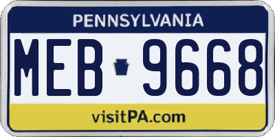 PA license plate MEB9668