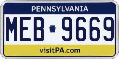 PA license plate MEB9669