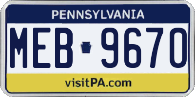 PA license plate MEB9670
