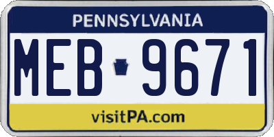PA license plate MEB9671