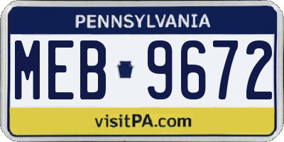 PA license plate MEB9672