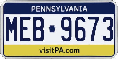 PA license plate MEB9673