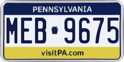 PA license plate MEB9675