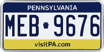 PA license plate MEB9676