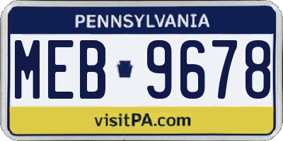 PA license plate MEB9678