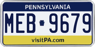 PA license plate MEB9679