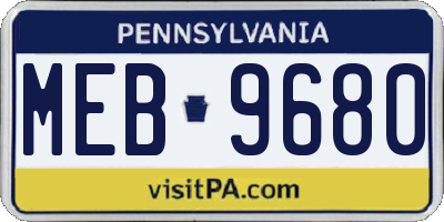 PA license plate MEB9680