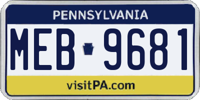 PA license plate MEB9681