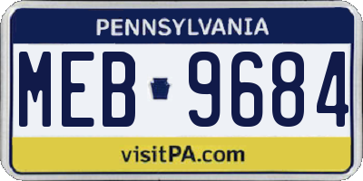 PA license plate MEB9684