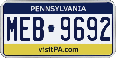 PA license plate MEB9692