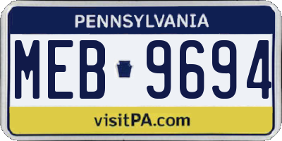 PA license plate MEB9694