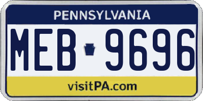 PA license plate MEB9696