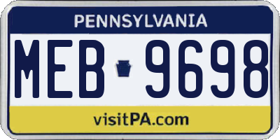 PA license plate MEB9698