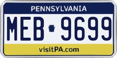 PA license plate MEB9699