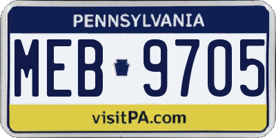 PA license plate MEB9705