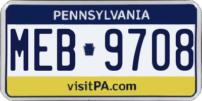 PA license plate MEB9708