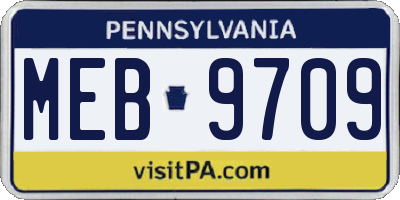PA license plate MEB9709