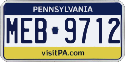 PA license plate MEB9712