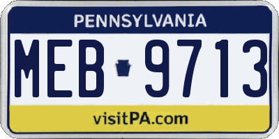 PA license plate MEB9713