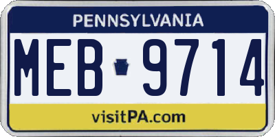PA license plate MEB9714