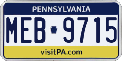 PA license plate MEB9715