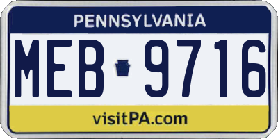 PA license plate MEB9716